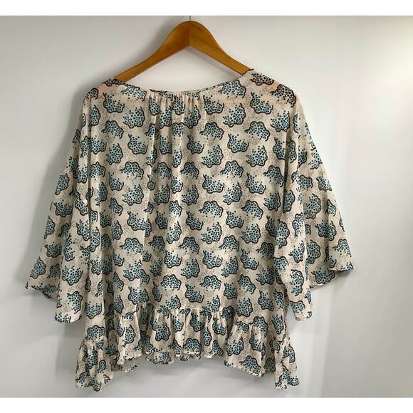 Anna Sui x Uniqlo Women's Ruffle Floral Oversized Blouse Medium Boho Peasant - Picture 9 of 11